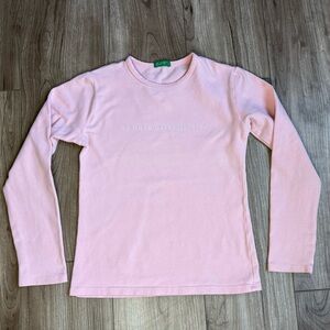 United Colors of Benetton Pink Long Sleeve Shirt Girls Size M soft stretchy